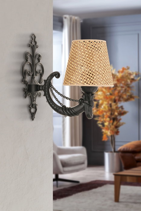 Opviq Lámpara de pared Gloria Hazeran - Natural, Negro Opviq Lámpara de pared Gloria Hazeran - Natural, Negro